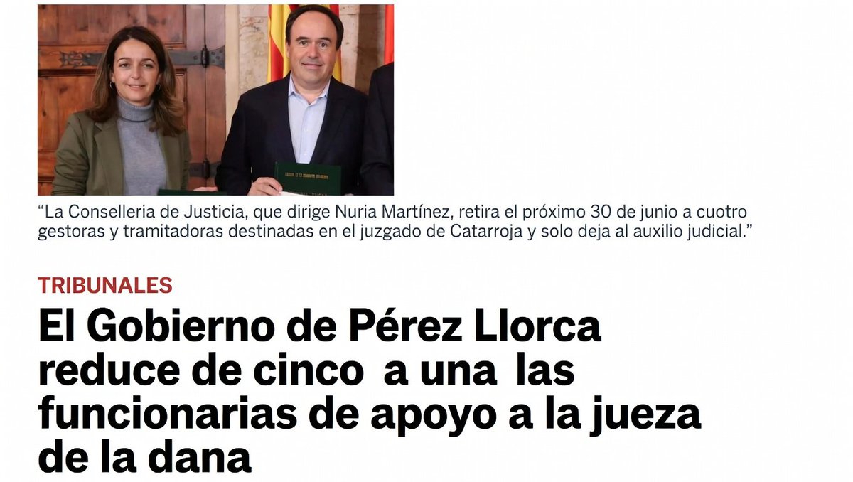 RMacutoNews's tweet image. Dice el Consell q reducir el apoyo a la jueza de 5 personas a 1 no es un recorte, es 'optimización'. 🧙‍♂️ Debe ser magia: una sola persona trabajando x cinco para q la verdad sobre la DANA no corra demasiado. ¡Qué eficiencia! 👏 #PérezLlorca #Catarroja #DANA