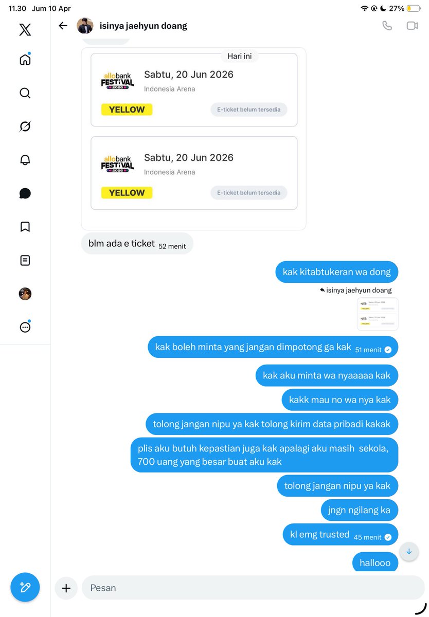 bebelaauuu's tweet photo. @shoutoutjae SCAMMERSSS HATI HATI GUYSSS temen ku baru ketipu sama diaaa, jangan panbuy ya guys😞😞 https://t.co/spo9dj90Vx