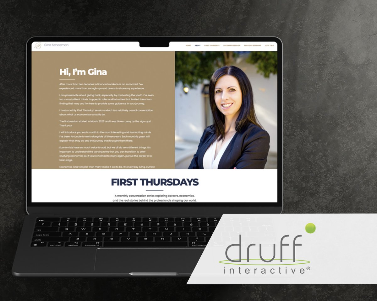 druffweb's tweet photo. Check out the new website we built for Gina Schoeman.

Gina Schoeman is an economist, speaker, and mentor passionate about making economics accessible.

Explore her website here 👉 https://t.co/22cM1sKDFf

hashtag#WebsiteDesign hashtag#DruffInteractive https://t.co/Ed7aiY1Wuo