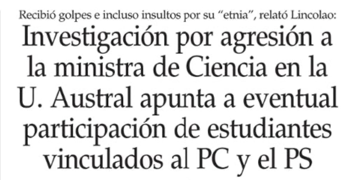 borjaynz's tweet photo. - Un rector con fotos en el PC.

- Las juventudes del PC catalogando la agresión como un “hecho aislado”.

- Los presuntos agresores de la Ministra Lincolao son del PC y del PS. 

No me la cuentan, el problema de la Universidad Austral es estar INFESTADA de partidos políticos. https://t.co/GwjFSPOzOb