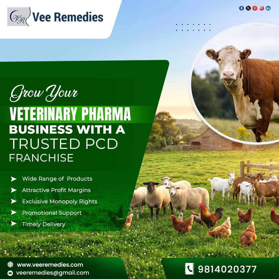 RemediesVee's tweet image. Grow your veterinary pharma business with trusted PCD franchise opportunities from Vee Remedies.
Contact: +91 9814020377
Website: veeremedies.com
Email: veeremedies@gmail.com
#VeterinaryPharma #PCDFranchise #AnimalHealthcare #VetProducts #PharmaBusiness #LivestockCare
