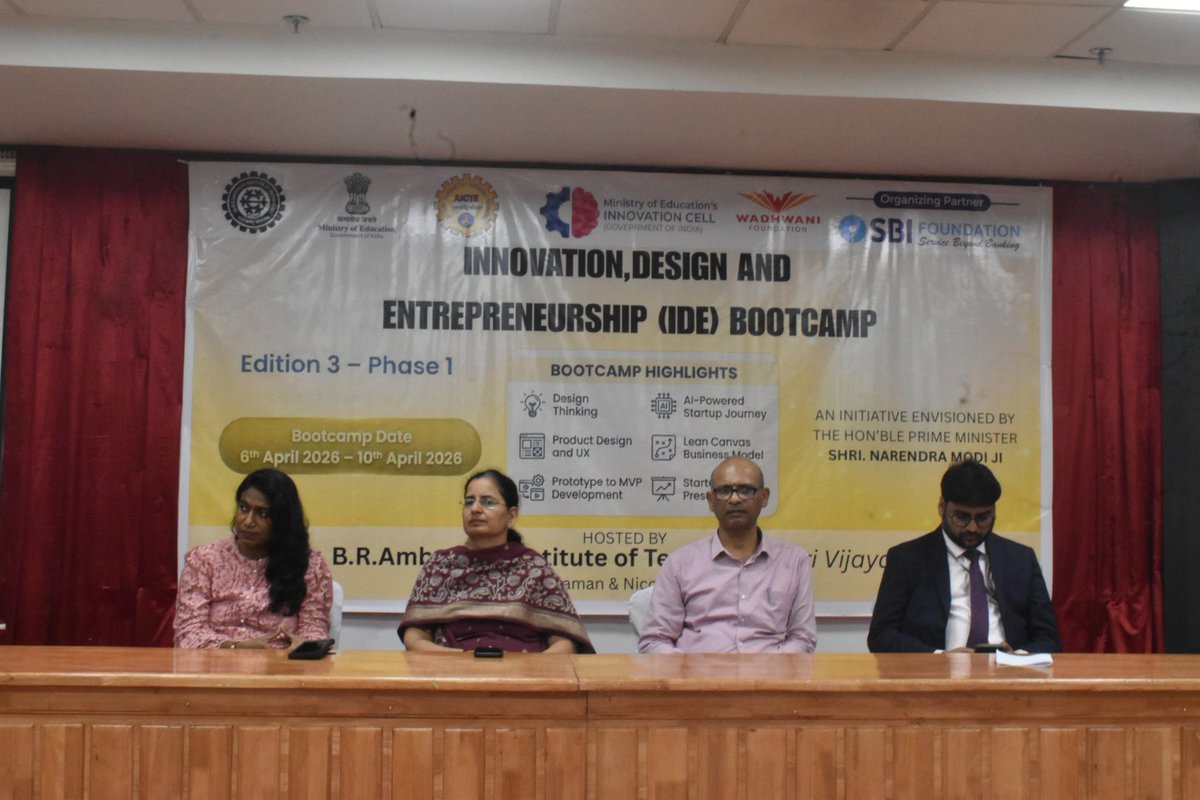 BRAITiians's tweet photo. Day 5 of #IDEBootcamp2026 at DBRAIT concluded with valedictory session and final pitch presentations. Participants showcased innovative startup ideas, supported by insights on government schemes and entrepreneurship. @AICTE_INDIA #MoEInnovationCell @Andaman_Admin @MediaRN_ANI https://t.co/BoYWHPNg5L