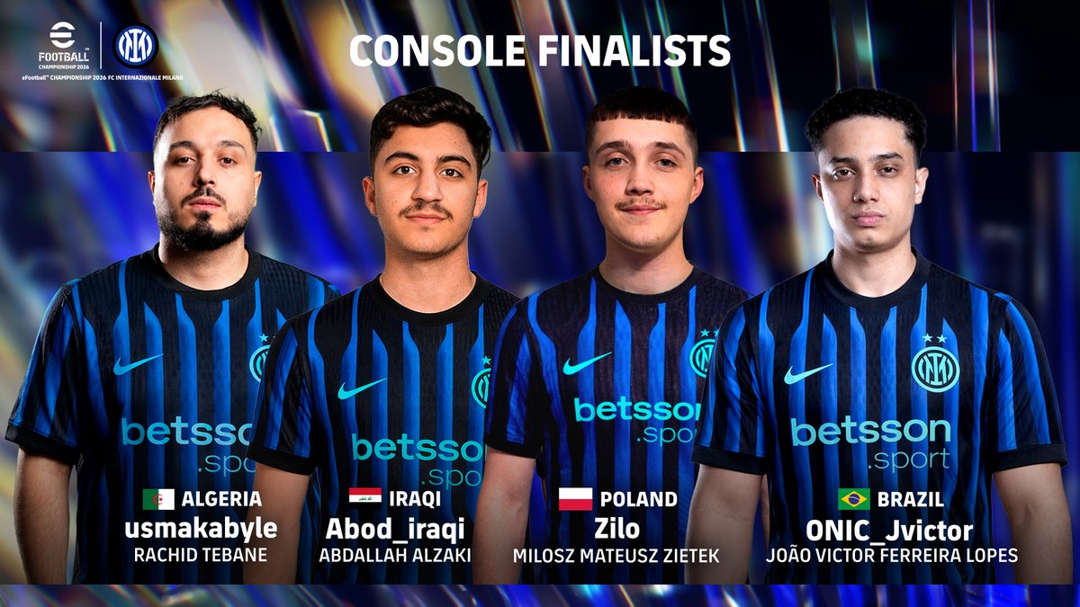 TheDoctorPES's tweet photo. eFootball™ Championship 2026 FC INTERNAZIONALE MILANO Club Finals

Console Finalists

Road to World Finals 2026 https://t.co/crJaUi7fde