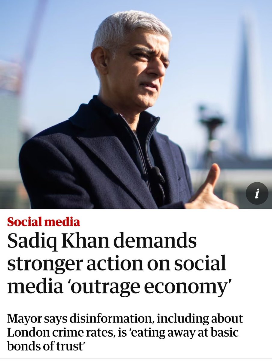 SadiqKhan's tweet photo. Freedom of speech is sacrosanct to our democracy. 

But disinformation is different. It’s bad-faith actors, often based overseas, who are monetising lies and hatred for their own political or financial gain. 

It’s the opposite of our democratic values. https://t.co/k9jHy6RLrK
