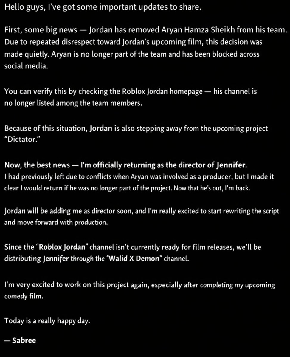 Sabree_Official's tweet photo. The news of Roblox Jordan team and Jennifer. https://t.co/XlcJhzGS9M
