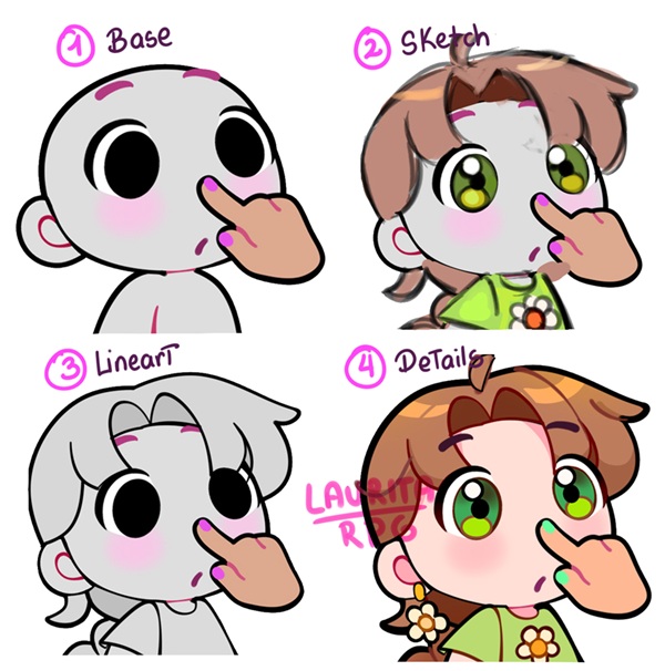 lauritaerpg's tweet image. another emoti process / tutorial using the bases. Yes, I used this one 2 times cuz is one of my favs from the pack D:
#emotes #arttutorial #chibi #emoteartist