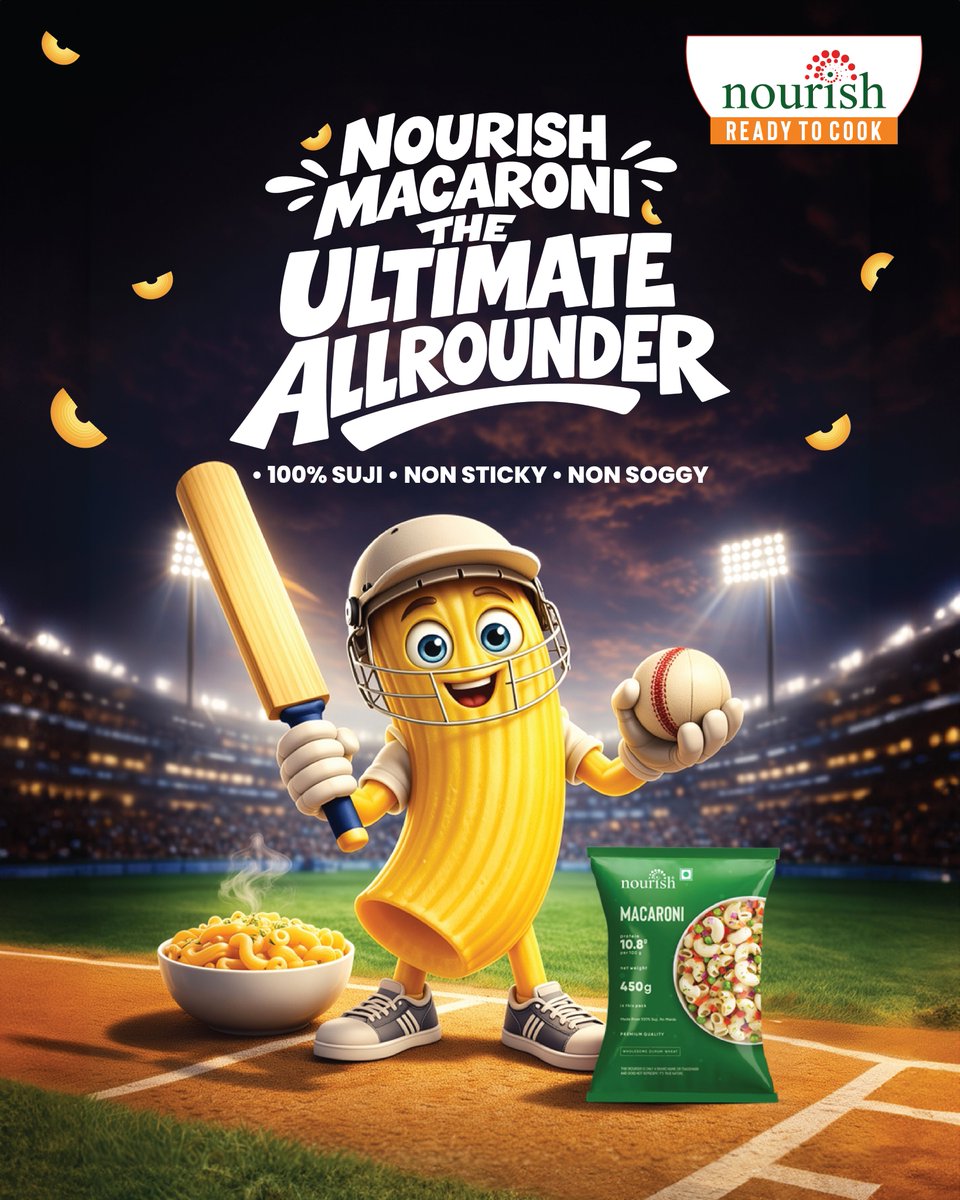 WorldOfNourish's tweet photo. Presenting the Ultimate Allrounder "Nourish Macaroni" 

From the morning rush to midnight cravings, this is the one player every home needs in its healthy snacking league. But what makes it the Ultimate Allrounder?

#IPL2026 #UltimateAllRounder https://t.co/A6rjrW8kFB