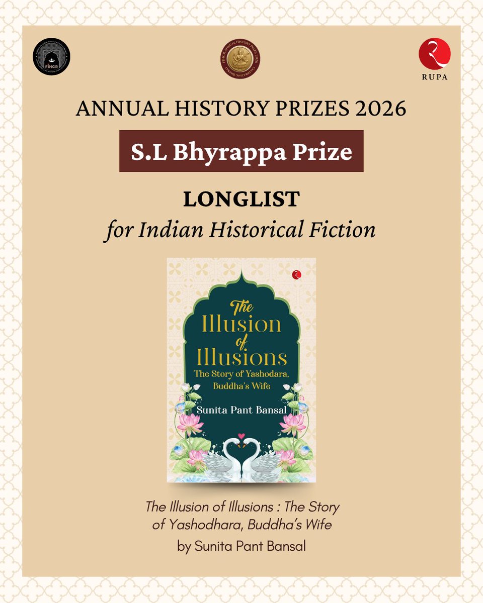 Rupa_Books's tweet photo. We’re delighted to share that our titles have been longlisted for the Annual Indian History Prizes 2026 by FIHCR.

Congratulations to all the authors on this well-deserved recognition.

@sunitapb

#Longlisted #RupaPublications #RCMajumdar #FIHCR #SLBhyrappa https://t.co/H7yF0yCGkY