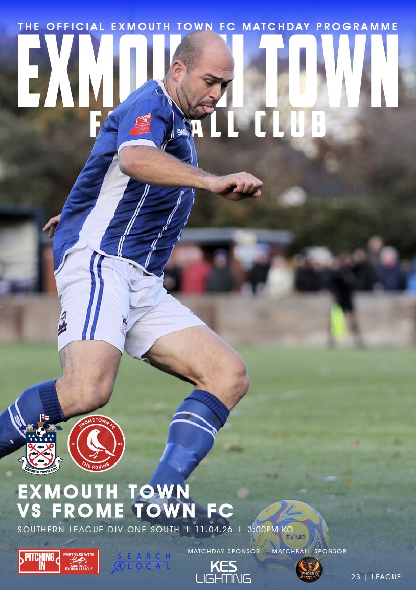 LtdSomerset's tweet photo. Tomorrow's Football FEAST, in the @SouthernLeague is @ExmouthTown_FC vs @FromeTownFC  !!                    

For a FREE Matchday Programme, click the link 📲                                           

Link: https://t.co/RXsSpKu9SJ

UTT ⚽️🏆🟦 https://t.co/bW3IkmPpqE