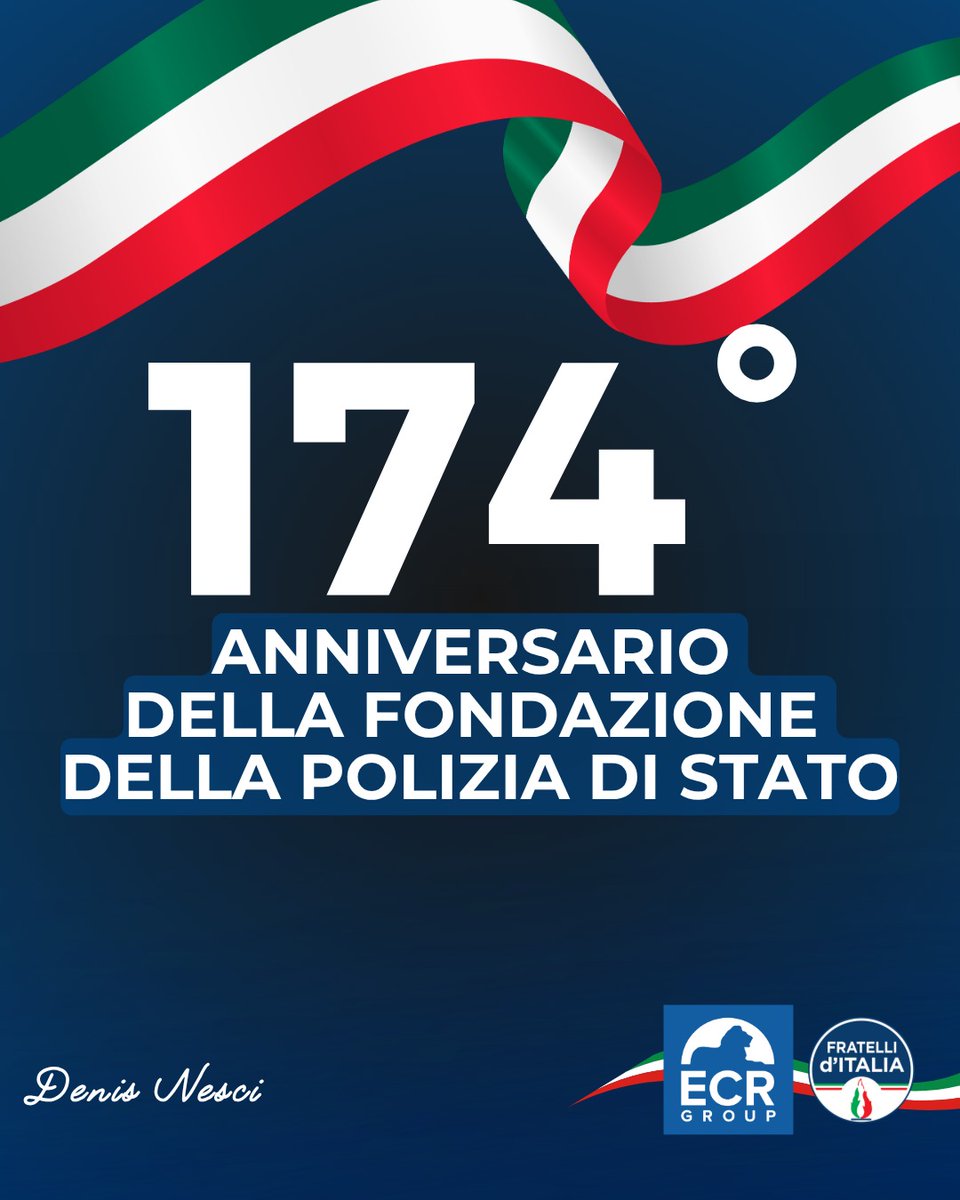 DenisNesci's tweet image. Oggi celebriamo il 174° anniversario della Polizia di Stato, un punto di riferimento per la sicurezza e la legalità del nostro Paese.
Alle donne e agli uomini in divisa,
Grazie per il vostro impegno costante al servizio della comunità.

#poliziadistato #fdi #italia #Nesci