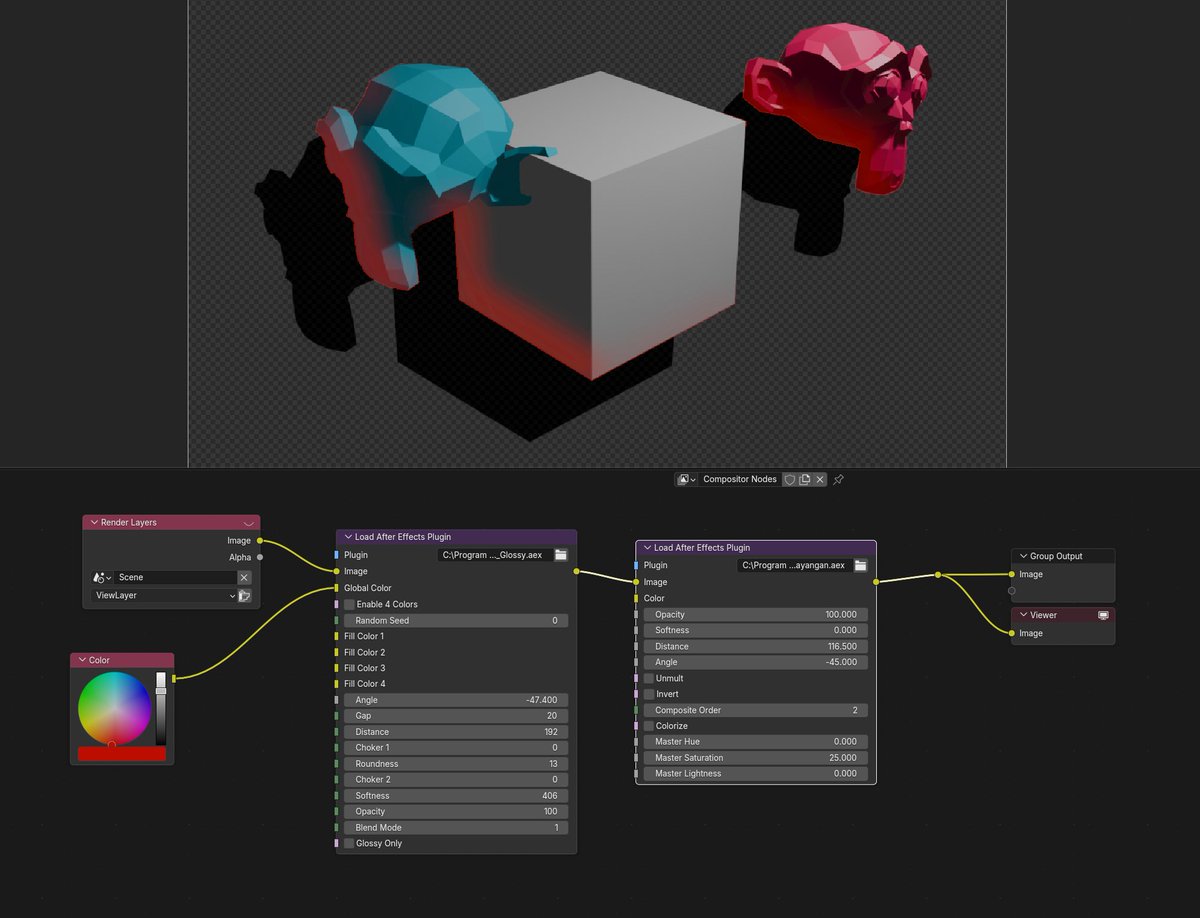 IcedD0g's tweet image. Experimental: Using After Effects plugins in Blender's composite node tree.