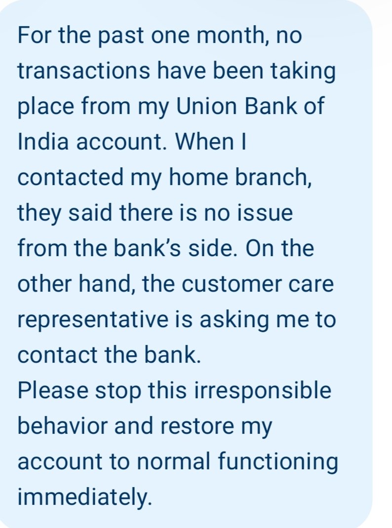 Hello <a href="/UnionBankTweets/">Union Bank of India</a> ,