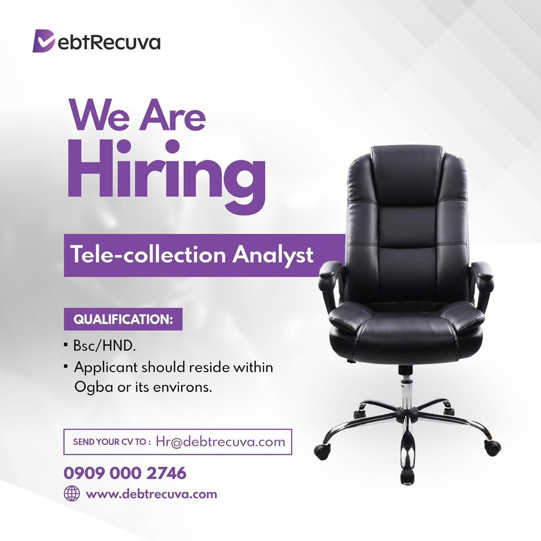 DebtRecuva's tweet photo. If you have strong communication skills and the ability to engage professionally, this is an opportunity to build experience in a structured and results-driven environment. 
Requirements:
• BSc/HND
• Must reside in Ogba or its environs
Send your CV to: Hr@debtrecuva.com https://t.co/75qgokQnrQ