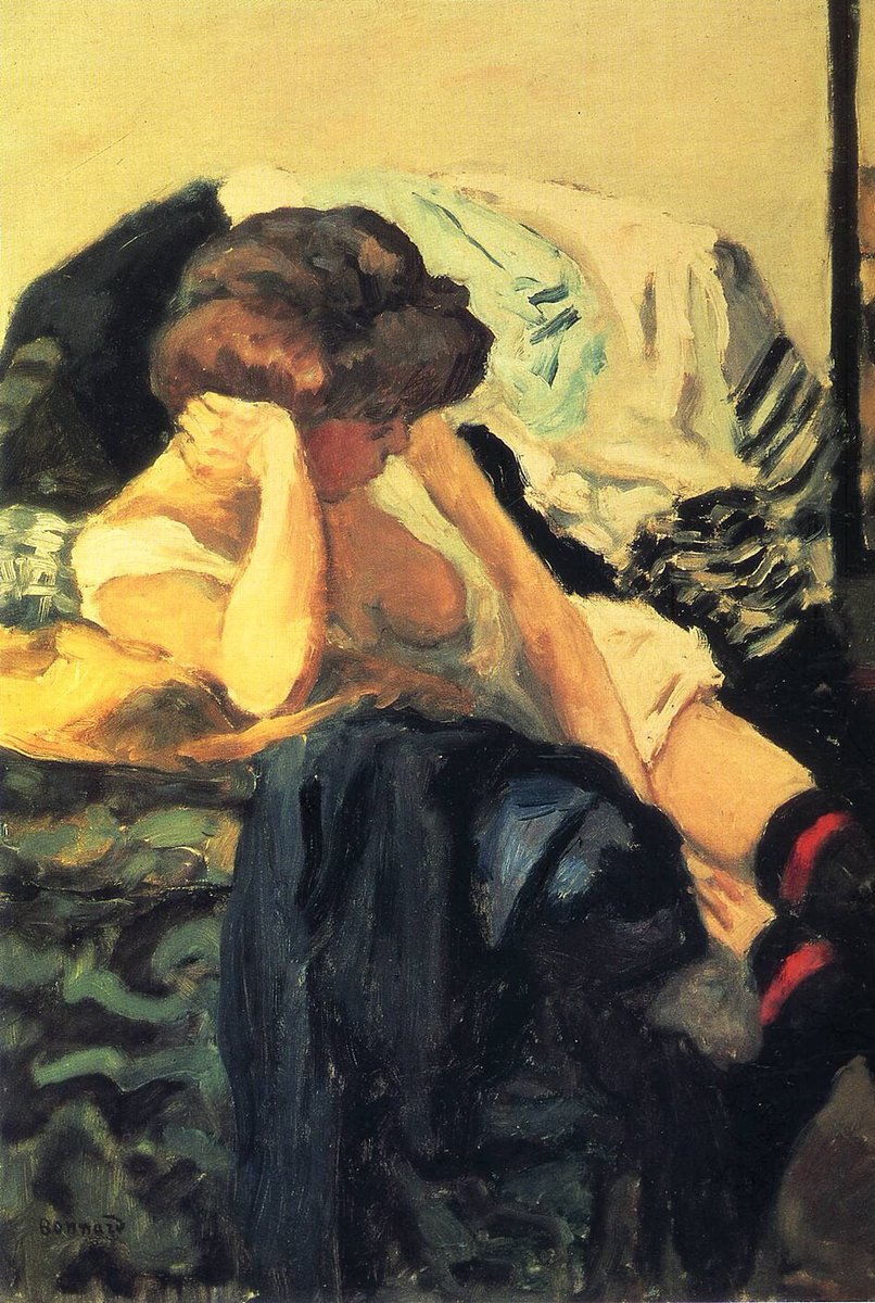 humanpilot's tweet image. The Red Garter (1904) Oil on canvas by Pierre Bonnard #art #artists