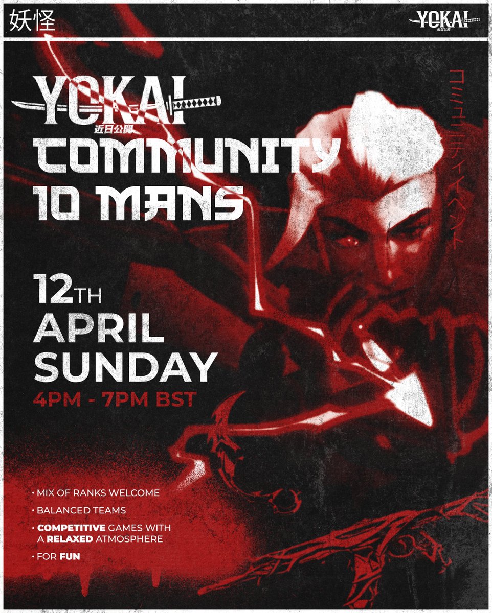 YokaieSportGG's tweet photo. YOKAI COMMUNITY 10 MANS ARE BACK!

🗓️ Sunday 12th April
🕒 16:00 - 19:00 BST

Mix of ranks welcome | Teams balanced | Relaxed atmosphere

🎙️ https://t.co/74rFmE8CSj https://t.co/hFcvCWdUd9