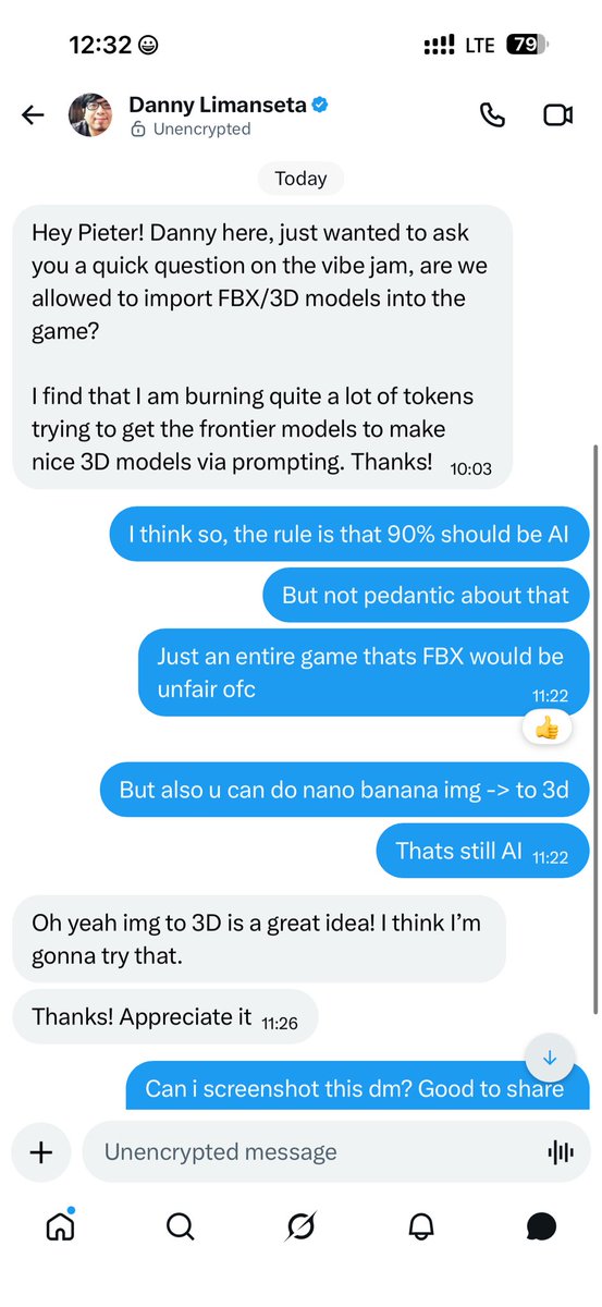 levelsio's tweet image. If you need 3d assets (like FBX) but you don't wanna break the rule that the game should be 90% AI

You can use Nano Banana Pro or 2 and then use an image to 3d model to turn it into an FBX for your game