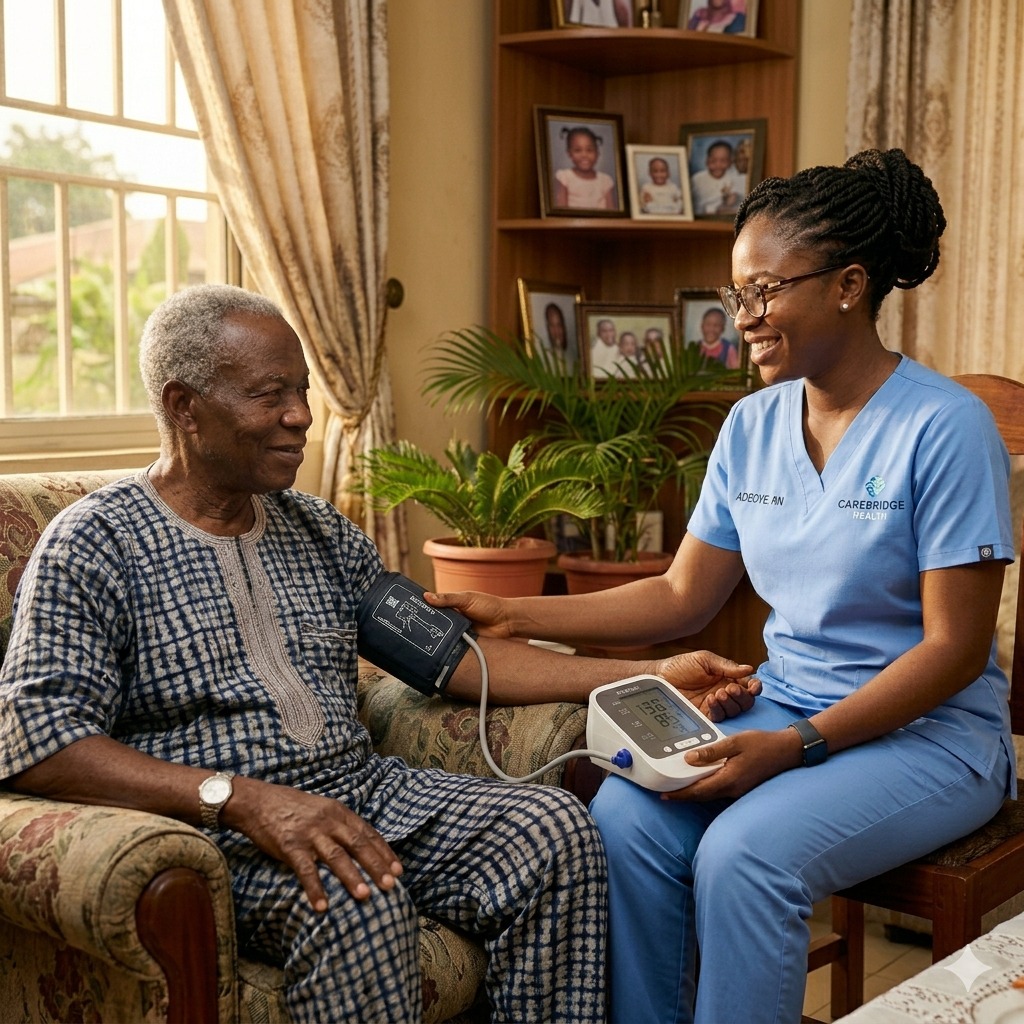 CarebridgeLtd's tweet photo. You are in Lagos, Ibadan, Abuja, or abroad, working hard to build an enviable future. But back home in Osogbo, who is making sure Dad takes his meds? Who is checking Mom's blood pressure is stable today? 🏡🇳🇬

Love is not just sending a monthly allowance; it's ensuring they have professional support when you can't be there.

CareBridge Health fills that gap. We aren't just 'help' - we are Registered Nurses providing clinical-grade care in the comfort of their own living room. Give yourself the gift of a worry-free workday, and give them the gift of aging with dignity. 💙

DM us to learn about our customised care plans.

#CareBridgeHealth #Osogbo #ElderlyCare #OsunState #HomeHealthcare