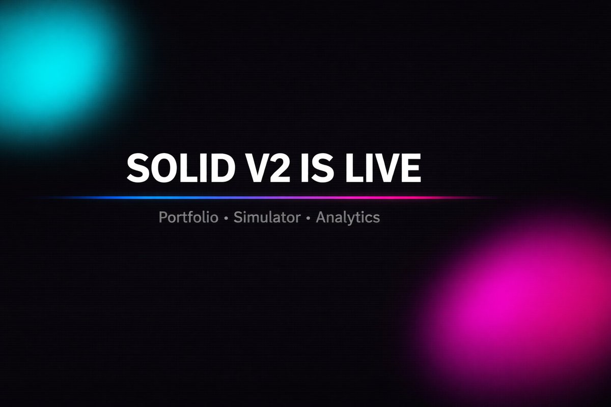 solid_capa's tweet photo. 🚀 Solid V2 is live.

We just shipped the biggest update since launch:

◆ Portfolio Dashboard — your entire position at a glance
◆ Position Simulator — test before you commit
◆ Protocol Analytics — real-time TVL, collateral breakdown, oracle data
◆ Redesigned UI
🧵👇 https://t.co/dxLRZWkJb3