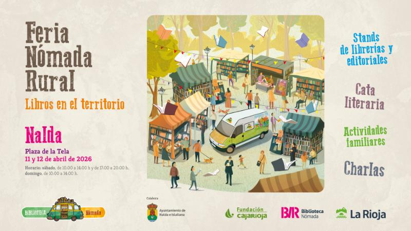 📚 Mañana comienza en Nalda la ‘Feria Nómada Rural. Libros en el territorio’ con una conversación sobre “El poder transformador de la lectura” y una feria de editoriales.

🖇️ actualidad.larioja.org/noticia?n=not-…