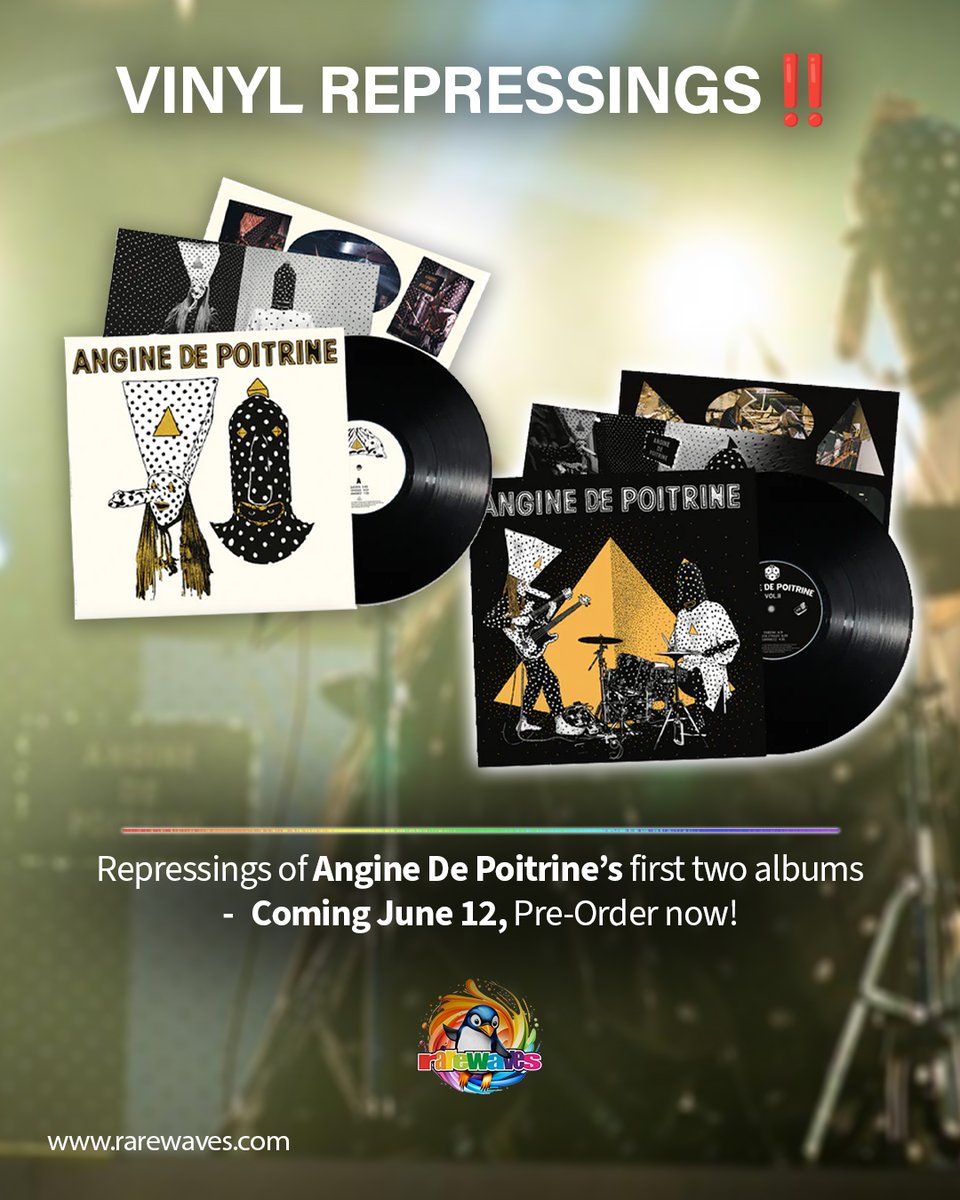 RarewavesCom's tweet image. NEW VINYL REPRESSINGS 🤩 rarewaves.com/angine-de-poit…

Channeling the spirit of Earth’s greatest rockstars, time-traveling duo Angine de Poitrine are endlessly fascinated by hot dogs, pyramids, and the sheer grandeur of rock music 🌭🎸

#PreOrder #Vinyl #MusicCollector