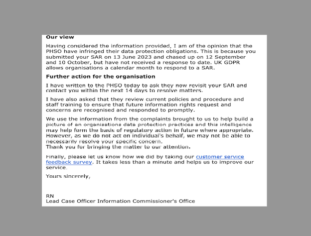 SUSANBR47706704's tweet image. Transparency deadlock #PHSO. #ICOnews found they infringed data protection laws in Feb 2024. 🚨

Two years later; technicalities to block FOI requests? Who watches watchdog? @PHSO_theFACTS 
whatdotheyknow.com/request/sar_no…