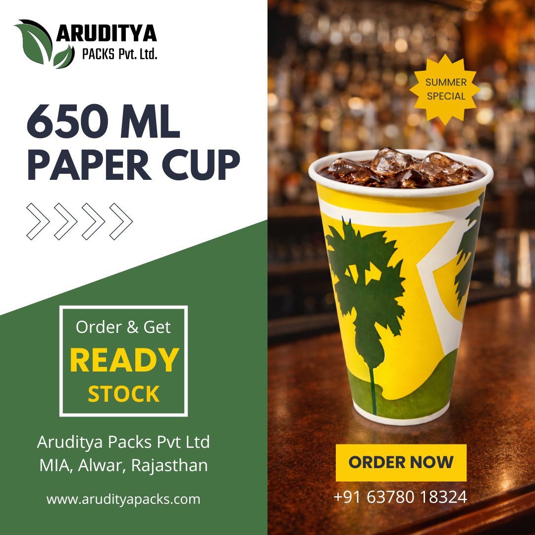 ArudityaP30215's tweet image. Stay ready for summer demand with 650 ML Paper Cups – Ready Stock Available ☀️🥤
#PaperCup #650mlPaperCup #DisposableCups #PaperCupManufacturer #PaperCupIndia #ReadyStock
