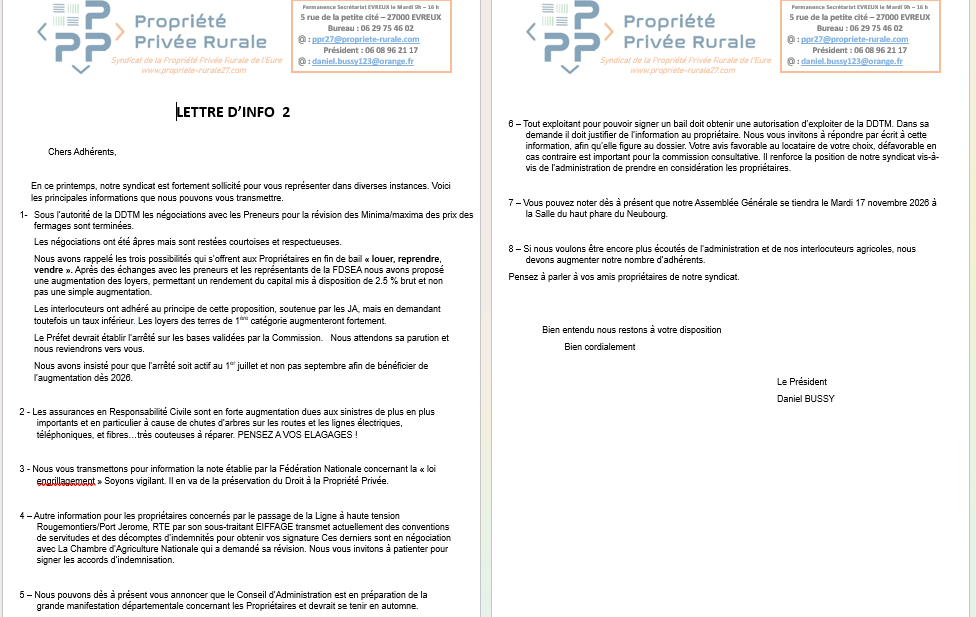 proprieterurale's tweet photo. Voici les dernières informations de notre syndicat https://t.co/7EAEe9OHfF