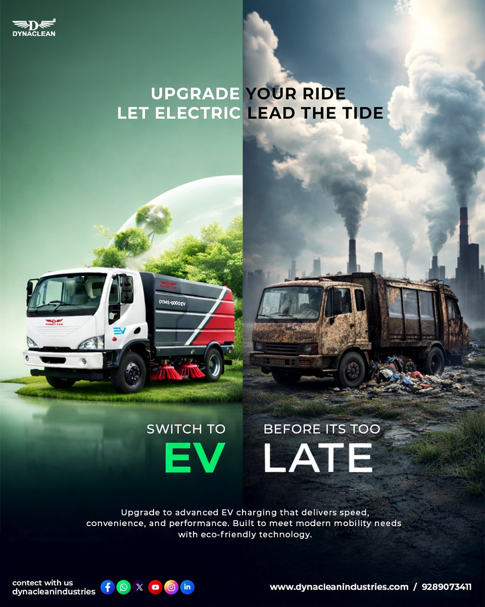 Dynaclean01's tweet image. ⚡ Switch to EV Before It’s Too Late! ⚡
✔ Lower Running Costs
✔ Zero Emissions
✔ High Efficiency Performance
✔ Future-Ready Technology
#GoElectric #EVIndia #CleanFuture #SmartBusiness #ElectricVehicles #SustainableGrowth #Dynaclean #GreenIndia #FutureReady