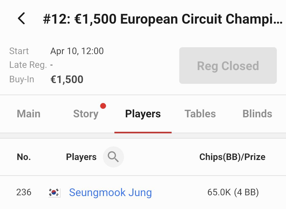 (04.10) #12 €1,500 European Circuit
Championship - Day2

못본 사이에 많이 작고 소중해졋구나..