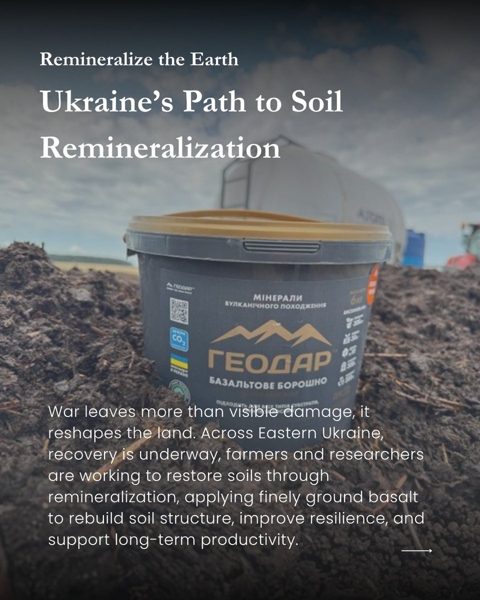 remineralize's tweet image. Conflict damages soils in lasting ways.

In Ukraine, remineralization is helping rebuild structure and resilience over time.

🔗 Read more: remineralize.org/2026/03/ukrain…

#SoilRestoration  #ERW #Remineralization #CDR #SoilHealth