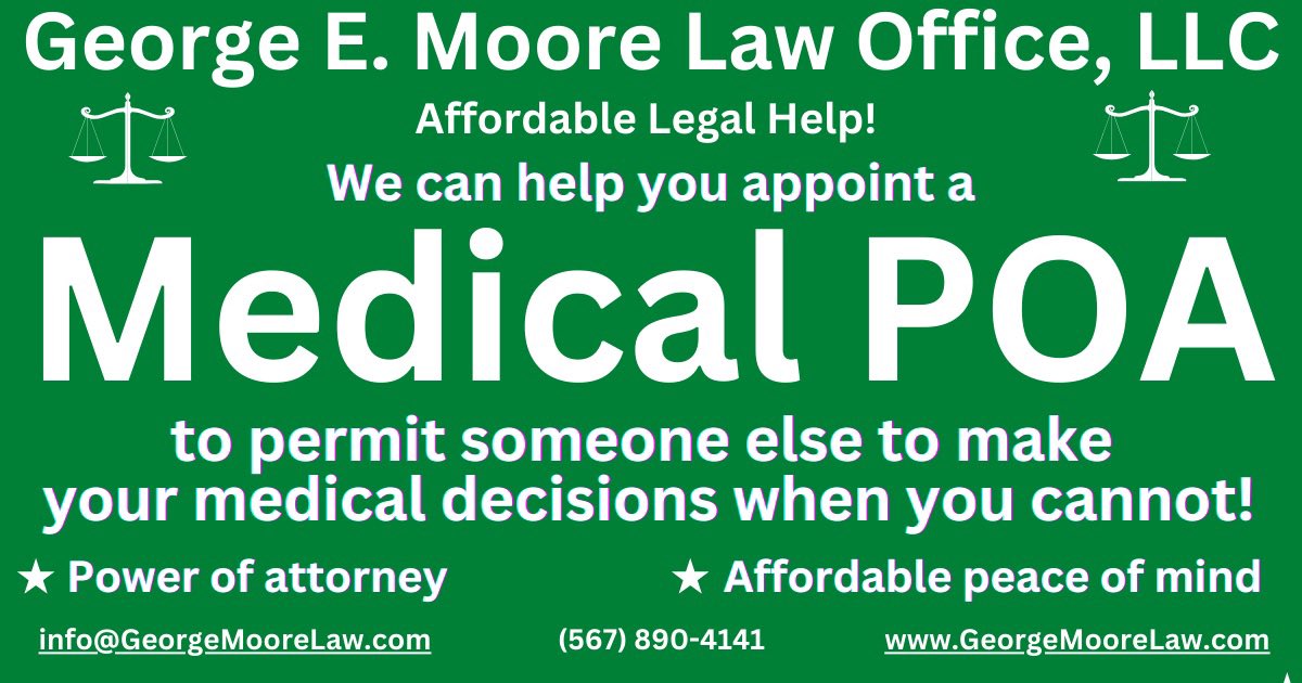 GeorgeMooreAtty's tweet photo. Q: What if you could no longer  make your own medical decisions? 🤔 

A: A “Medical POA” appoints an agent to make your medical decisions in the event of your incapacitation. ✅ 🏥 🧑‍⚕️ 👩‍⚕️ 

You can also grant POA to another person for financial and other “paperwork transactions” https://t.co/e9uBPQaXCl