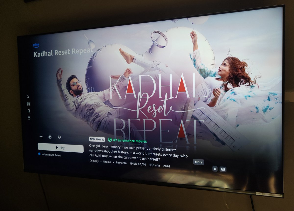 Raowl07's tweet photo. Time to watch #KadhalResetRepeat ❤️🤌

#JiyaShankar https://t.co/cQjwTvjRkv
