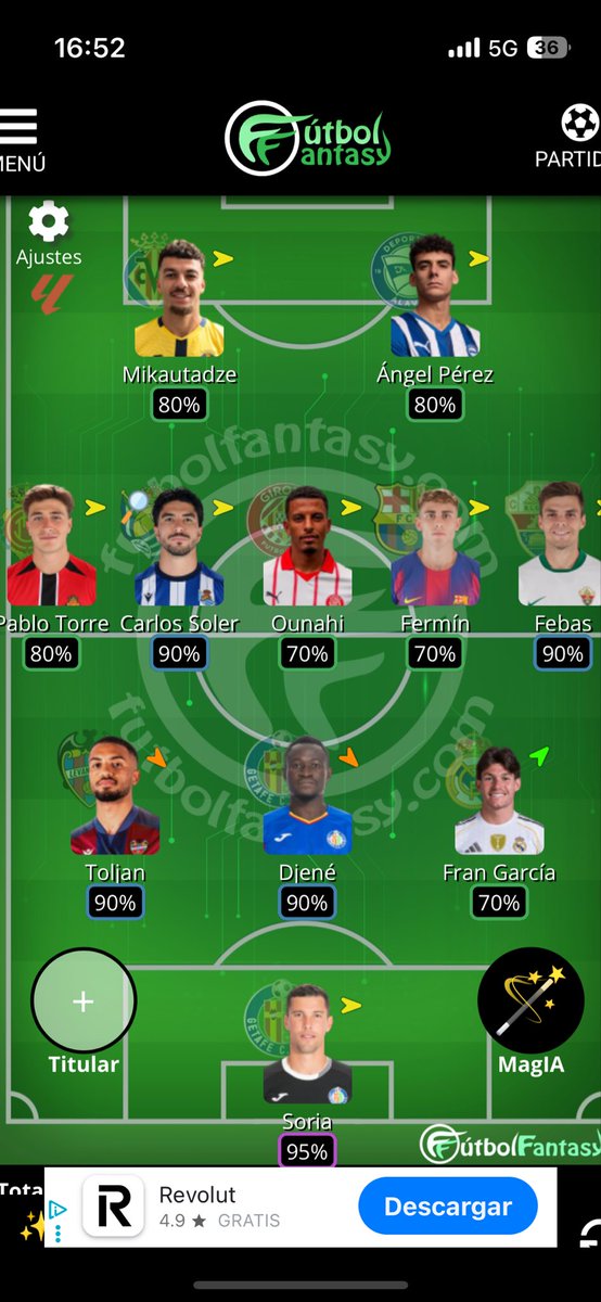 ivibralo's tweet photo. @AlbertoFantasy @futbol_fantasy tengo dudas con mi centro del campo. Tú que harías? https://t.co/wUEfnRfuBx