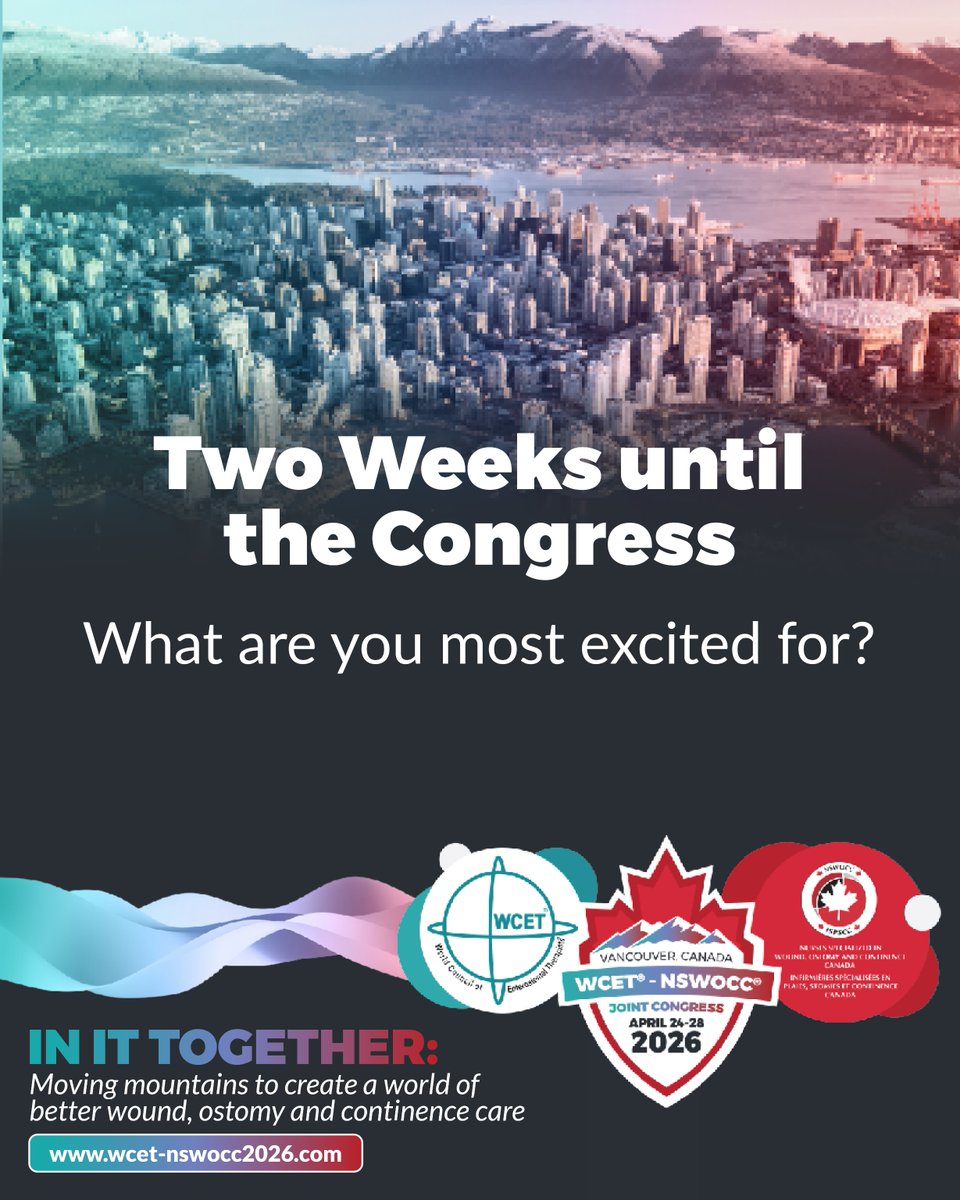 NSWOC's tweet photo. Just 2 weeks to go! Join us at #WCETNSWOCC2026 in Vancouver for 5 days of education, innovation &amp; connection in wound, ostomy &amp; continence care.
What are you most excited for?
Register: https://t.co/WJhW6Ld4Kq https://t.co/HQ0t6YTYRJ