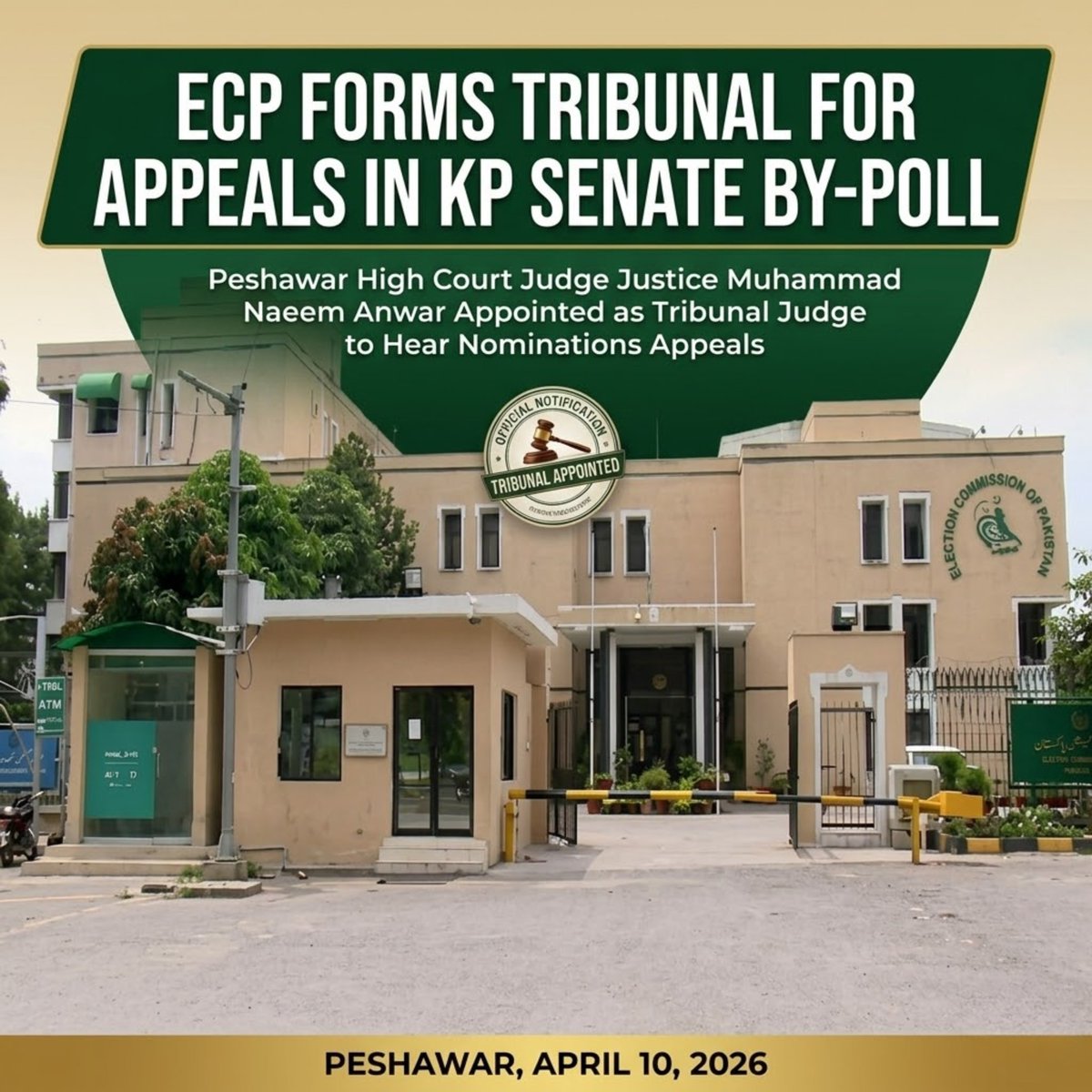Ikram849627's tweet photo. ECP forms tribunal for KP Senate by-poll appeals ⚖️
Ensuring transparency &amp; rule of law in electoral processes. #ElectionCommission #PakPeaceDiplomacy #امن_کا_سفیر_پاکستان https://t.co/g6txbPD7SH
