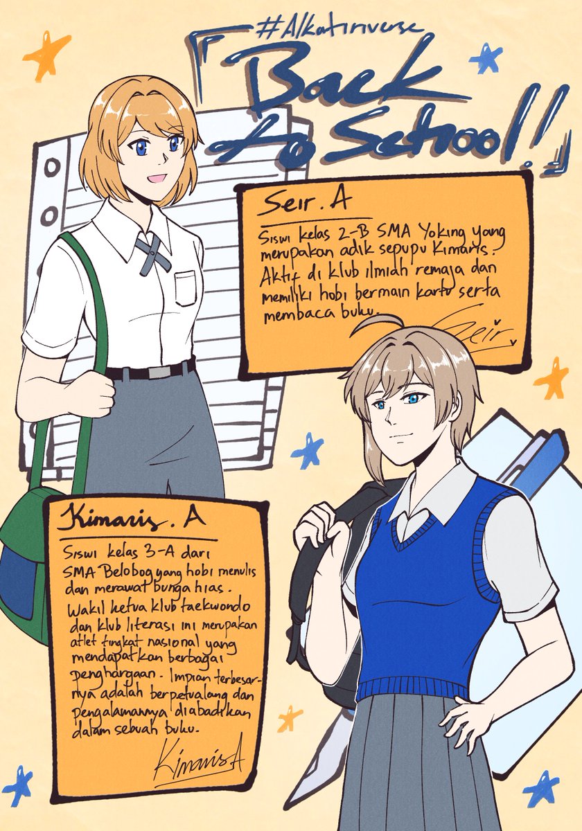 Weh, ada barudaks #Alkatiriverse jadi anak sekolahan lokal?? Yuk kenalan sama mereka di #MajalahKisahSekolah ! ✨
--------------
Mau intip karya2 artist lainnya? Yuk intip di post utamanya, ges! 😍✨