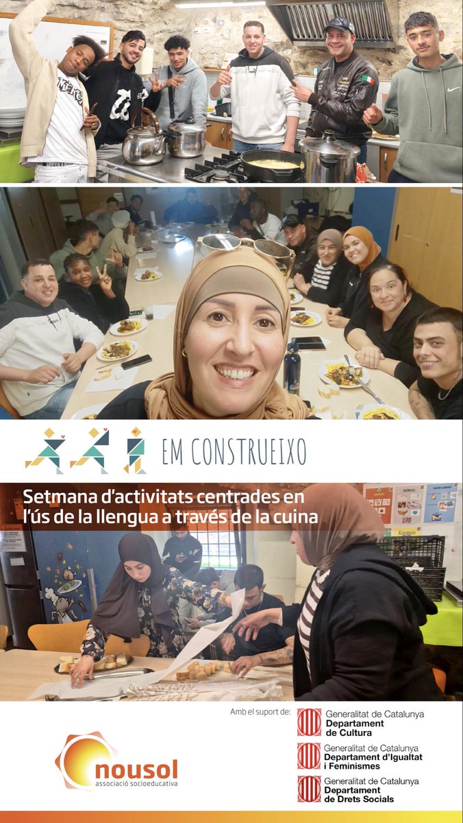 nousolorg's tweet photo. Projecte Em Construeixo / activitats centrades en l'ús de la llengua a través de la cuina, treballant el vocabulari dels aliments i decidint les receptes en grup, anant a fer la compra i posant en pràctica l'idioma en situacions reals.
@cultura_cat @igualtatcat @dsocialscat https://t.co/8xwFiSPuzi