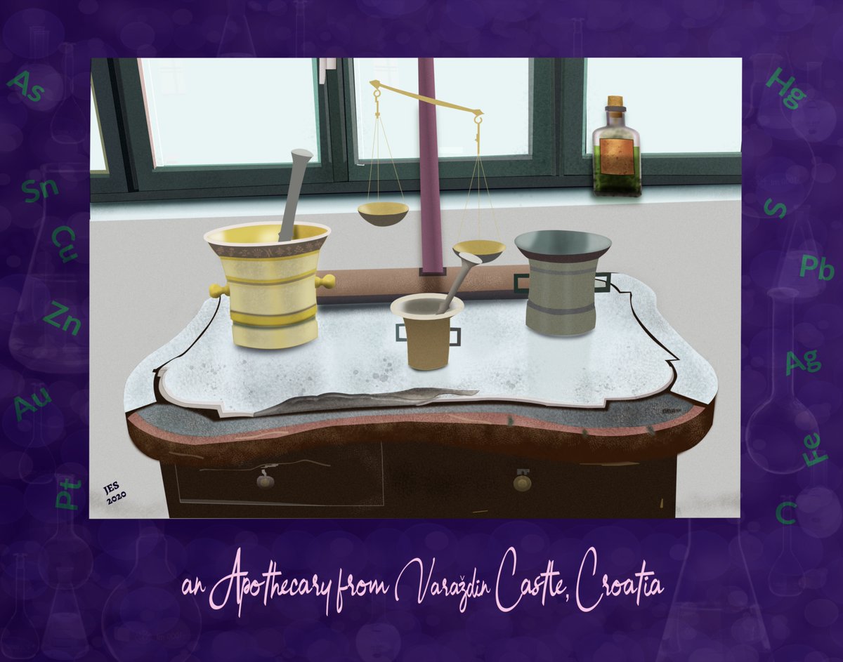 stover_jam2303's tweet image. I drew this image using Affinity Designer of something I saw when I was visiting Varazdin Castle in Croatia. My original career was in chemistry, so I naturally gravitated to this with mortars &amp;amp; pestles and an old scale. 

#affinitydesigner