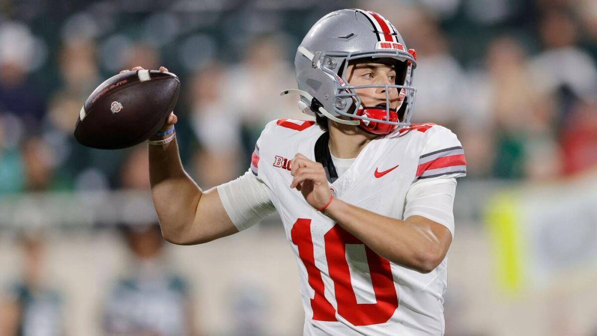 NCAAFNation247's tweet image. ● QB Spotlight ●

Julian Sayin - Ohio State

• Sayin should be in the Heisman Conversation once again this season in his second year as the Buckeyes starter. He's one of the top returning QBs in #CFB and has an elite WR in Jeremiah Smith. In his career he has 3,694 Passing