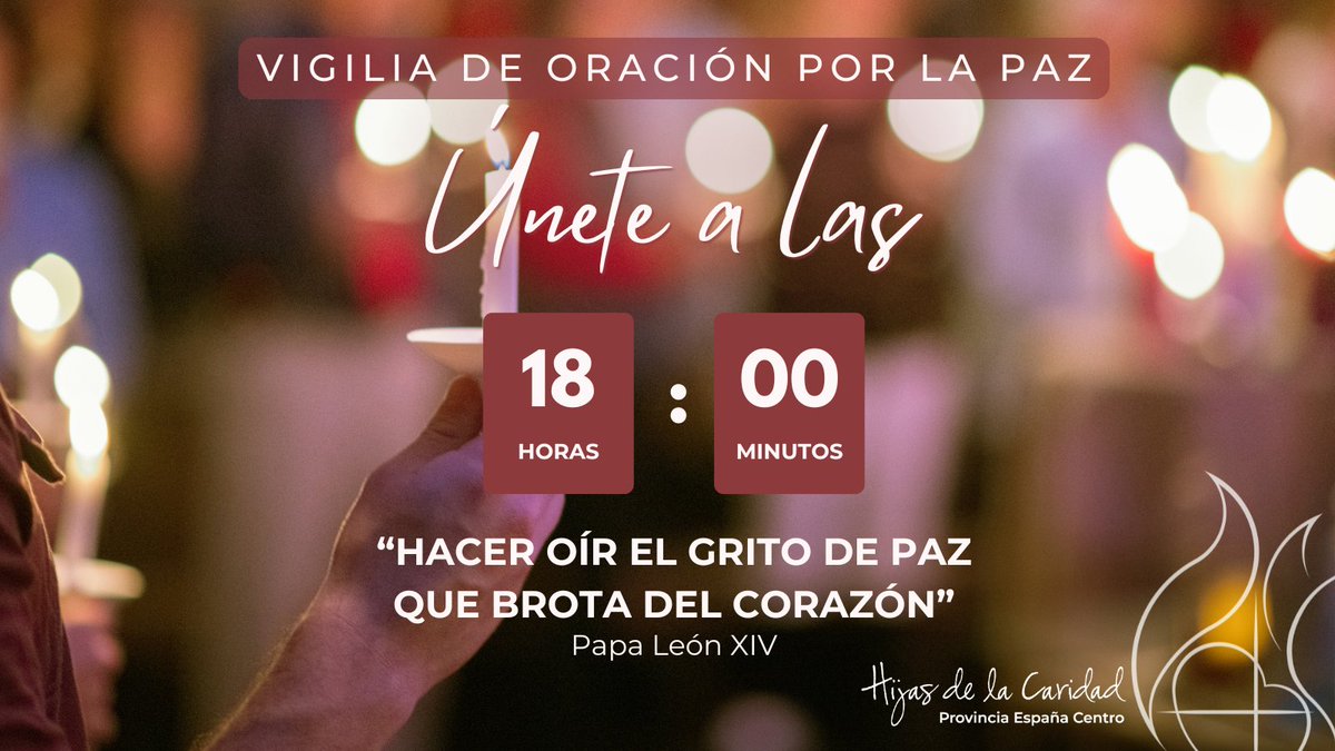 🕊️ Todos hemos sido llamados a convertir nuestro corazón y acoger la #paz de Cristo.

Nos unimos a la llamada del #PapaLeónXIV en la #VigiliaDeOraciónPorLaPaz 🙏 y te invitamos a sumarte a ella.

#OremosJuntos