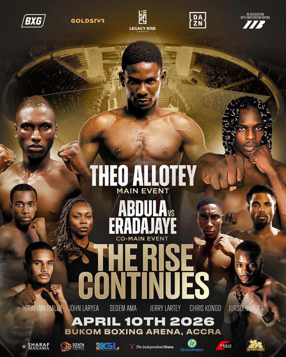 OnuaTV's tweet image. It’s all eyes on Theo Allotey as he steps into the ring for a high-stakes main event showdown 🥊 Power. Pride. Knockouts on the line.

Accra, today is your fight night📍 Bukom Boxing Arena

#TheRiseContinues #FightNight