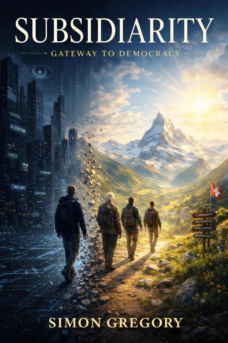 DirectDemToday's tweet photo. Subsidiarity: Gateway to Democracy is available on Amazon for just £12.99

This is my most ambitious story yet – a thought-provoking and timely read that might just be the summer novel you've been waiting for.

What if democracy isn’t dying—but just needs a good walk?

Subsidiarity takes readers on a vibrant 30-day trek across Switzerland, where four unlikely companions—a former Cistercian monk, a Benedictine dropout, a weathered farmer, and a British start-up advisor—set out on foot to rediscover a radical yet ancient idea: that decisions should be made as close to the people as possible.

Blending laugh-out-loud camaraderie with deep philosophical inquiry, their journey is part pilgrimage, part civic adventure. Along the way, they cross alpine ridges, whisper through forgotten valleys, and encounter poets, prophets, and politicians—some real, others imagined—all offering clues to the enduring power of Swiss direct democracy.

Threaded through their path is a darker vision: a future where democratic governance has quietly been replaced by algorithmic rule and centralized control. Yet amid the looming spectre of digital dystopia, Switzerland stands as a stubborn holdout—and perhaps a guidepost.

This is a story about reclaiming voice, conscience, and community in an age that too often mistakes efficiency for wisdom. Witty, profound, and unexpectedly hopeful, Subsidiarity is a love letter to localism, liberty, and the belief that freedom, like a mountain trail, is best navigated step by step, together. #DirectDemocracy