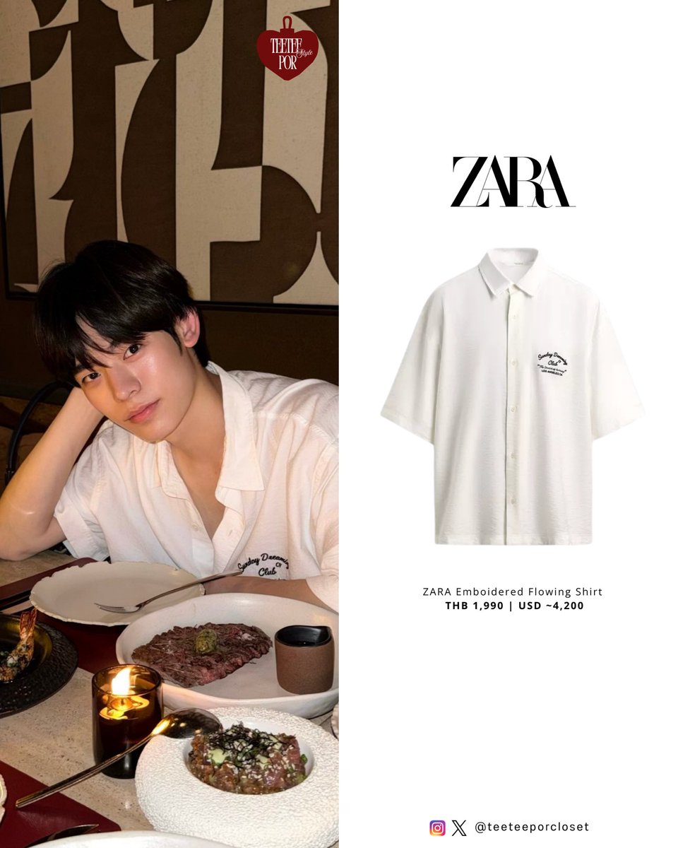 teeteeporcloset's tweet image. 〰️ POR WEARS | #Porsuppakarn 🐻‍❄️

#ZARA 
Emboidered Flowing Shirt 

#ป๋อใส่แบรนด์อะไร #teeteeporcloset