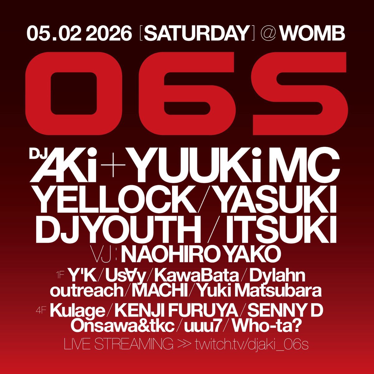 DJYOUTH_'s tweet photo. 来月5月2日土曜、東京WOMB「06S」に出演します!由緒あるベニュー / イベント、GW真ん中、気合い入れて臨みます🔥
お待ちしてます!!:-)
ディスカウントはDMまで📩
#06S https://t.co/9PLVavFELO