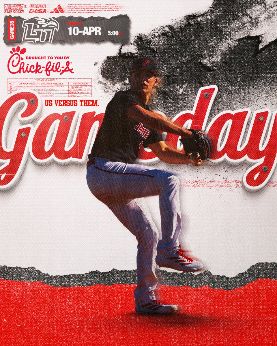 JaxStateBB's tweet photo. Gamecocks vs. Flames

🆚 Liberty
🕔 5 PM CT (6 PM ET)
📍 Lynchburg, Va. 
📺 https://t.co/slNPhZaUfI
📻 https://t.co/ybgVgftleg
📊 https://t.co/5gyH3NSqNt

#StayCocky🐔 | #FearTheBeak👌 https://t.co/Lm2Xpi3vAc