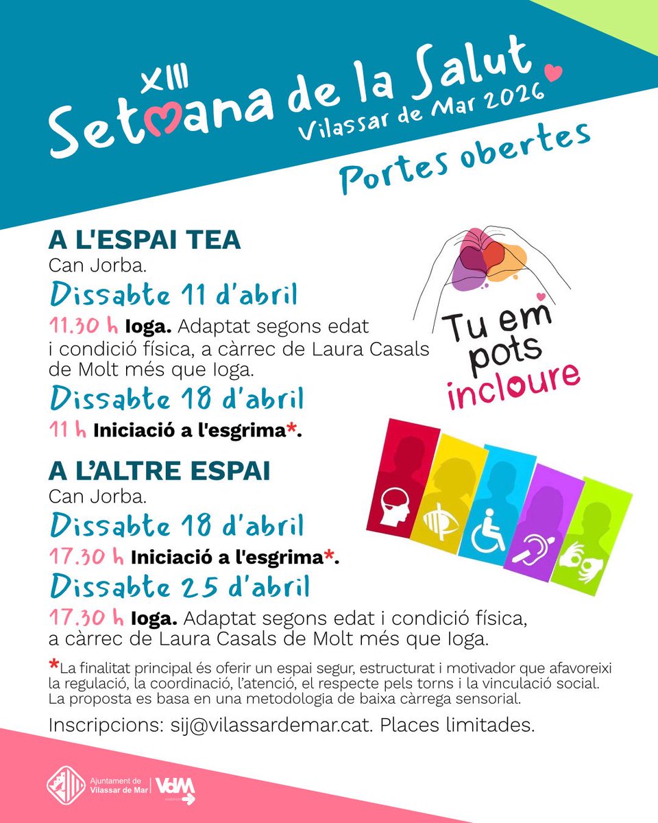 VilassardeMar's tweet image. ♥️ La Setmana de la Salut continua aquest cap de setmana! 

ℹ️ Consulta la programació: vilassardemar.cat/actualitat/not…

#VilassardeMar #VdMendavant #setmanadelasalut
