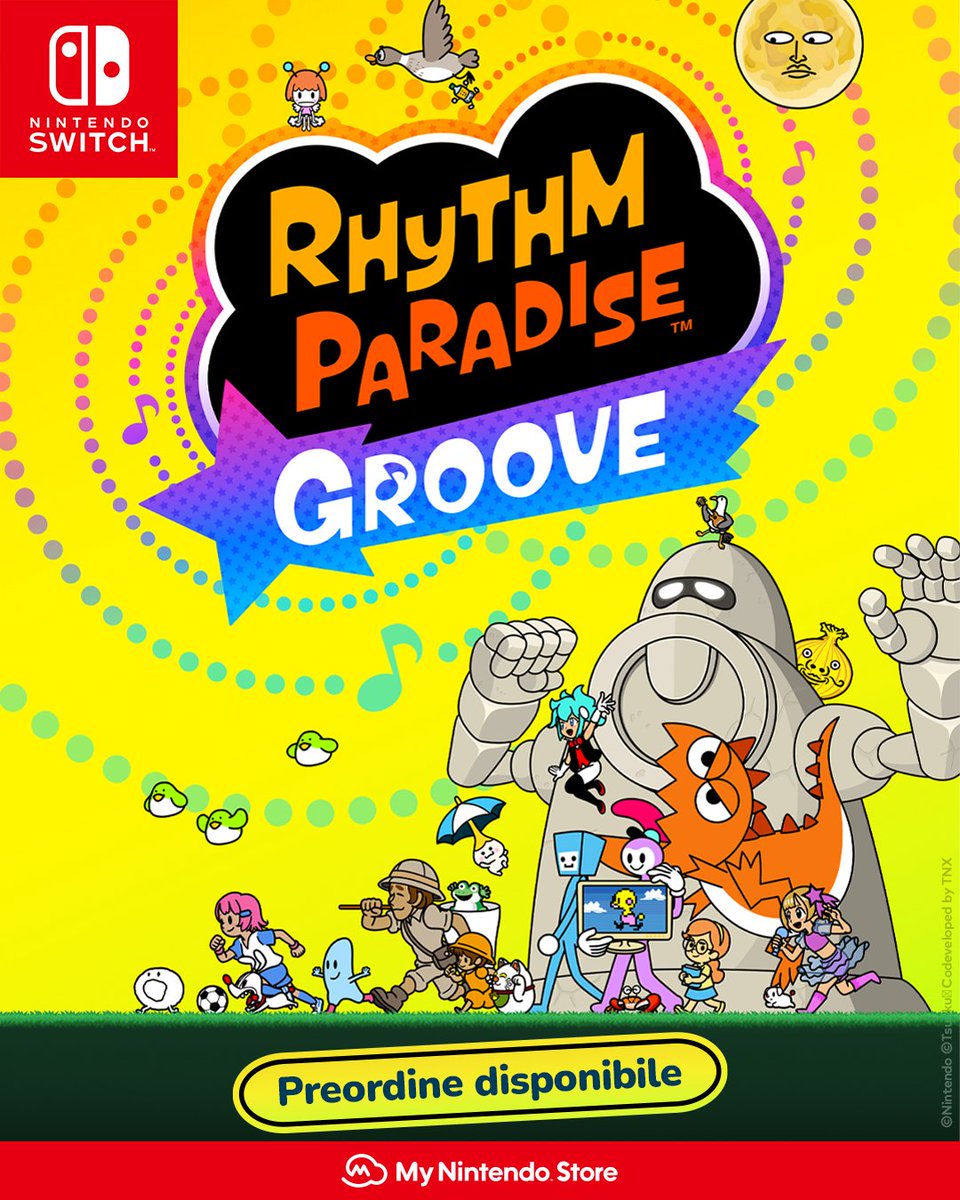 NintendoStoreIT's tweet photo. Seguendo il ritmo, si può fare di tutto! Rhythm Paradise Groove arriverà su Nintendo Switch il 2 luglio. Disponibile per il preordine nel My Nintendo Store: https://t.co/PhVO264FBB https://t.co/SjnmIZd3LI