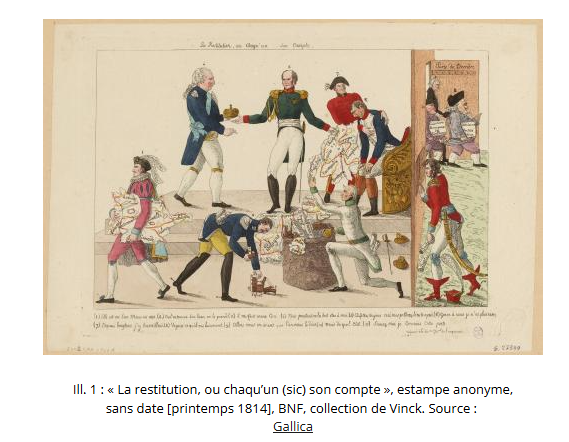 histgeo_edu_num's tweet photo. [#Ress_Num]

Ceci n’est pas une caricature du Congrès de Vienne (1814) : « La restitution, ou chaqu’un son compte » : étudier une caricature supposée du Congrès de Vienne : une ressource @RessourcesEhne 

👉https://t.co/jbVJu0Quue https://t.co/OQDHeLDwaK