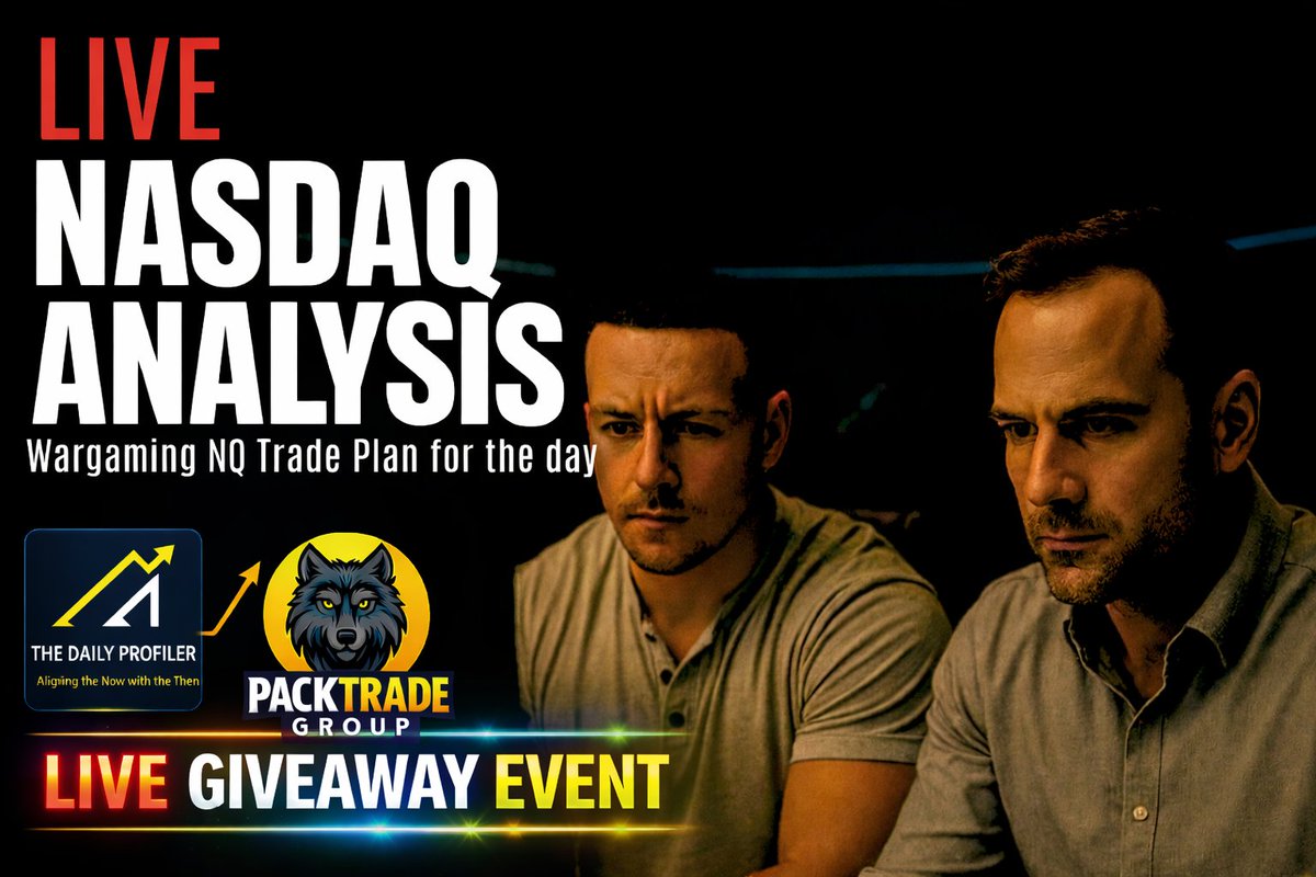 AC_Trades's tweet photo. Join us live @DailyProfilerCo and myself will be giving our analysis & trade ideas on $NQ, applying our statistics, tools, and alligning it with live price

2 LIVE GIVEAWAYS THIS MORNING!! 
First Place winner $50 
Second Place winner Free Bootcamp Slot to upcoming April 17 start date!

To enter to win:
- like & retweet this tweet
- follow @AC_Trades & @DailyProfilerCo 

Winners have to be present in the live and will be announced live on the show!

Livestream link in the replies below!