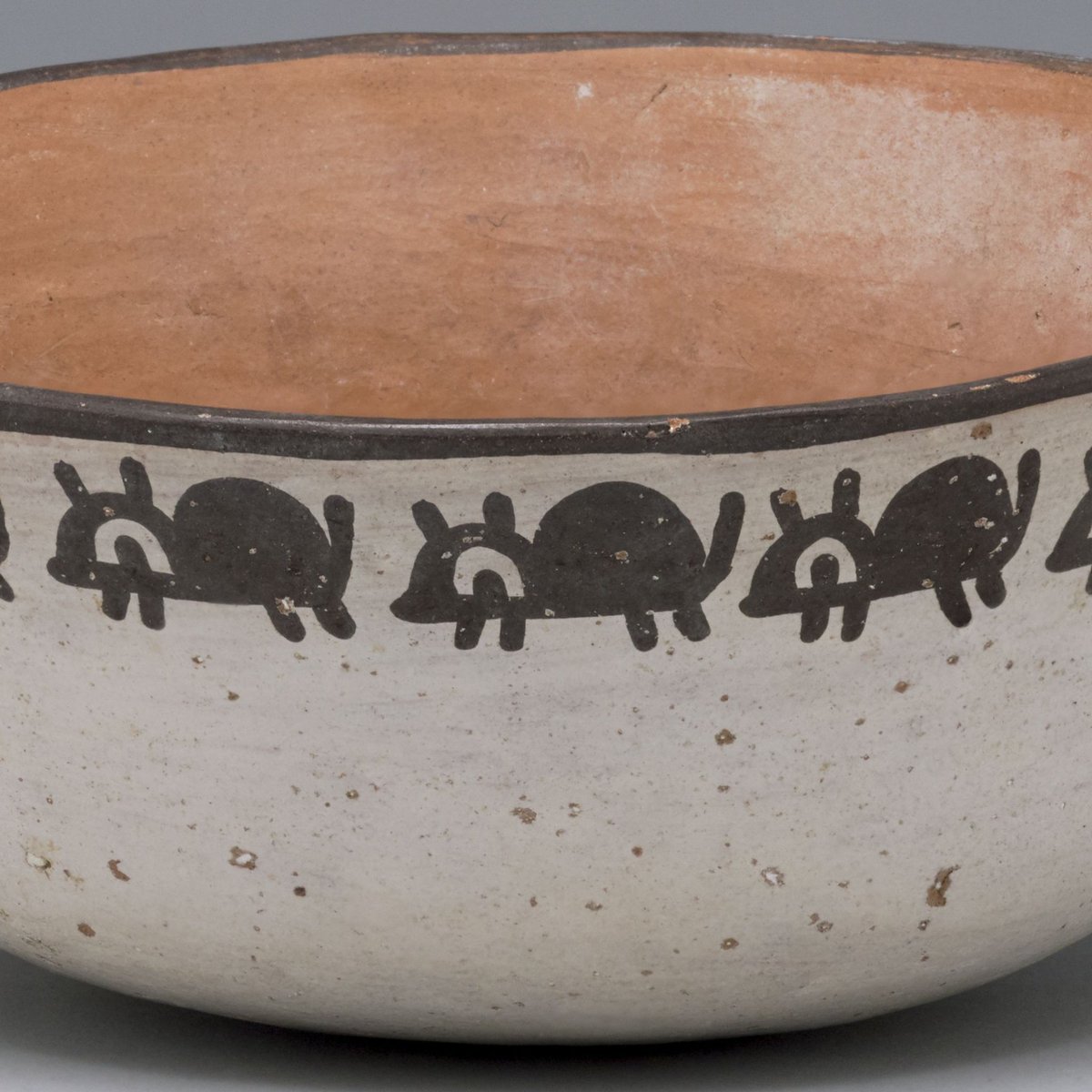 Small Bowl with Mice, 100-500 CE, Ceramic with white and black Slip Glaze